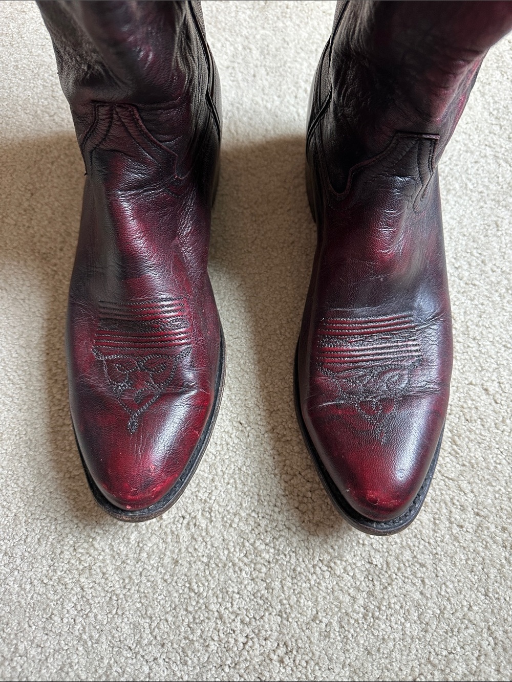Cattle Baron Men's Burgundy Leather Western Boots - Classic Cowboy Style